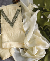 Soft Organza Dual-Tone Embroidered Un- Stitched Suit Set